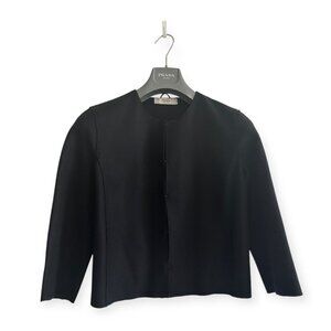 Prada Archival F/W 2005 Runway Black Wool Collarless Jacket IT44, Never Worn